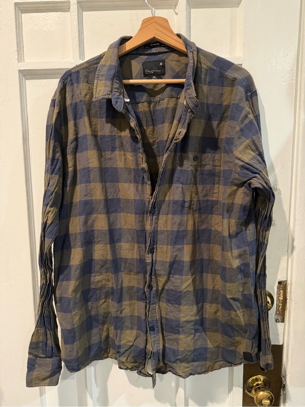 Tavik Navy and Olive Plaid Flannel Shirt
